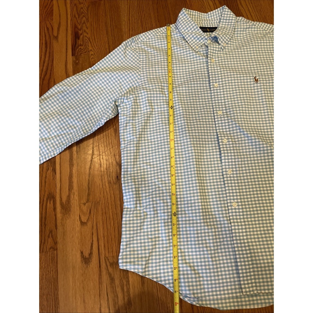 Ralph Lauren Men's Button Up Shirt Blue Gingham Plaid Flesh Pony Size XL - Picture 10 of 11